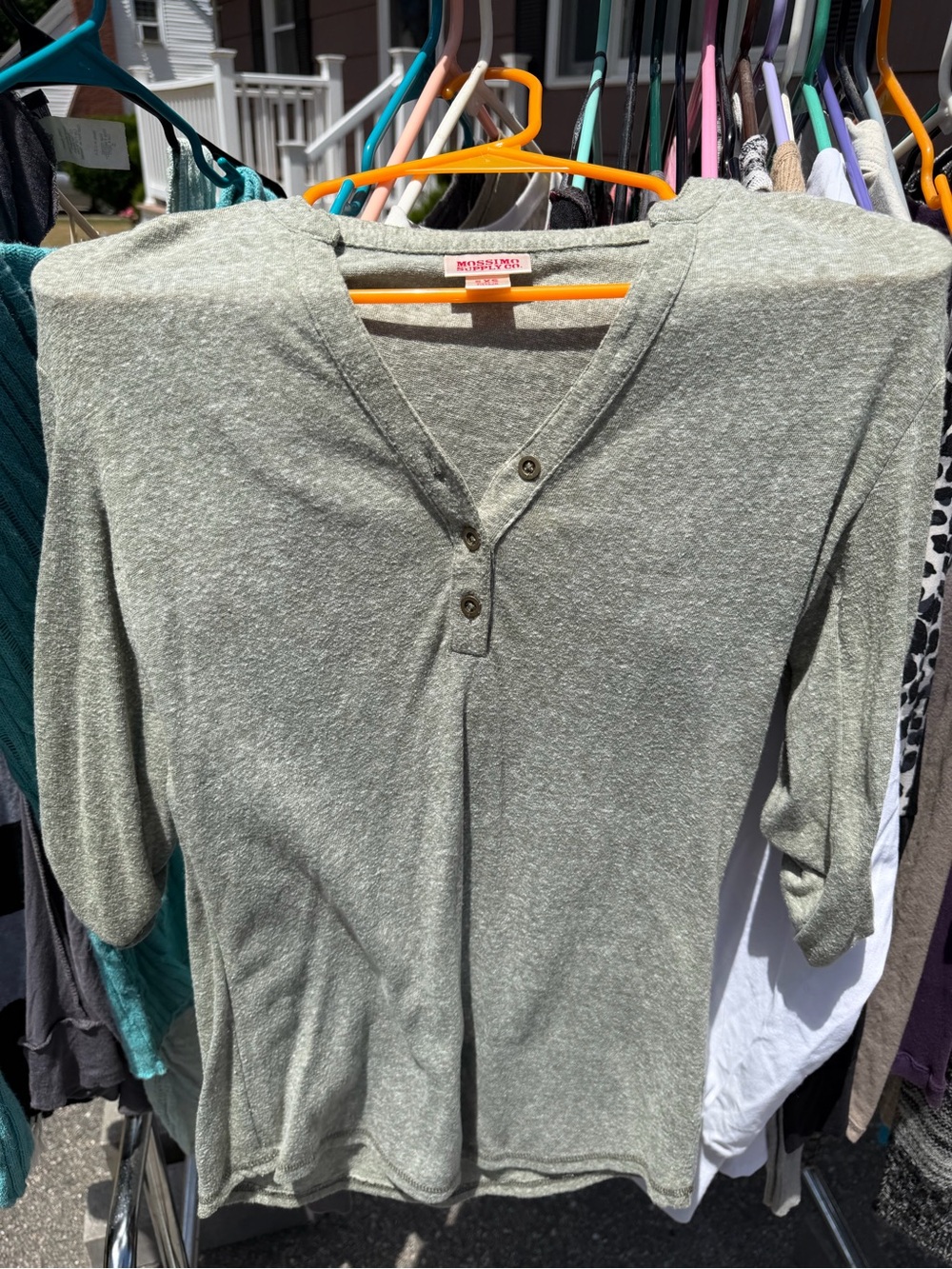 Mossimo Supply Co. Heathered Sage Green Henley Top